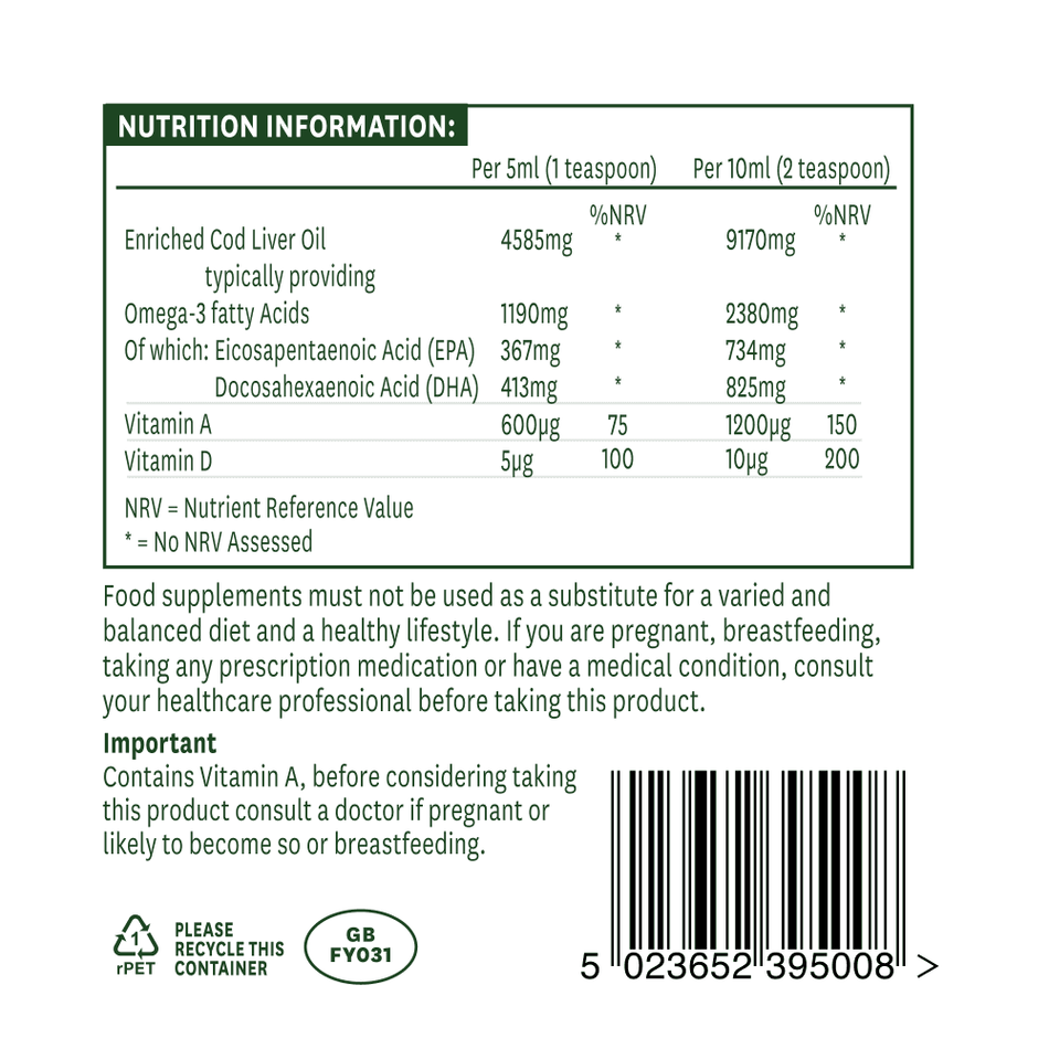 Natures Aid Cod Liver Oil Liquid 500ml