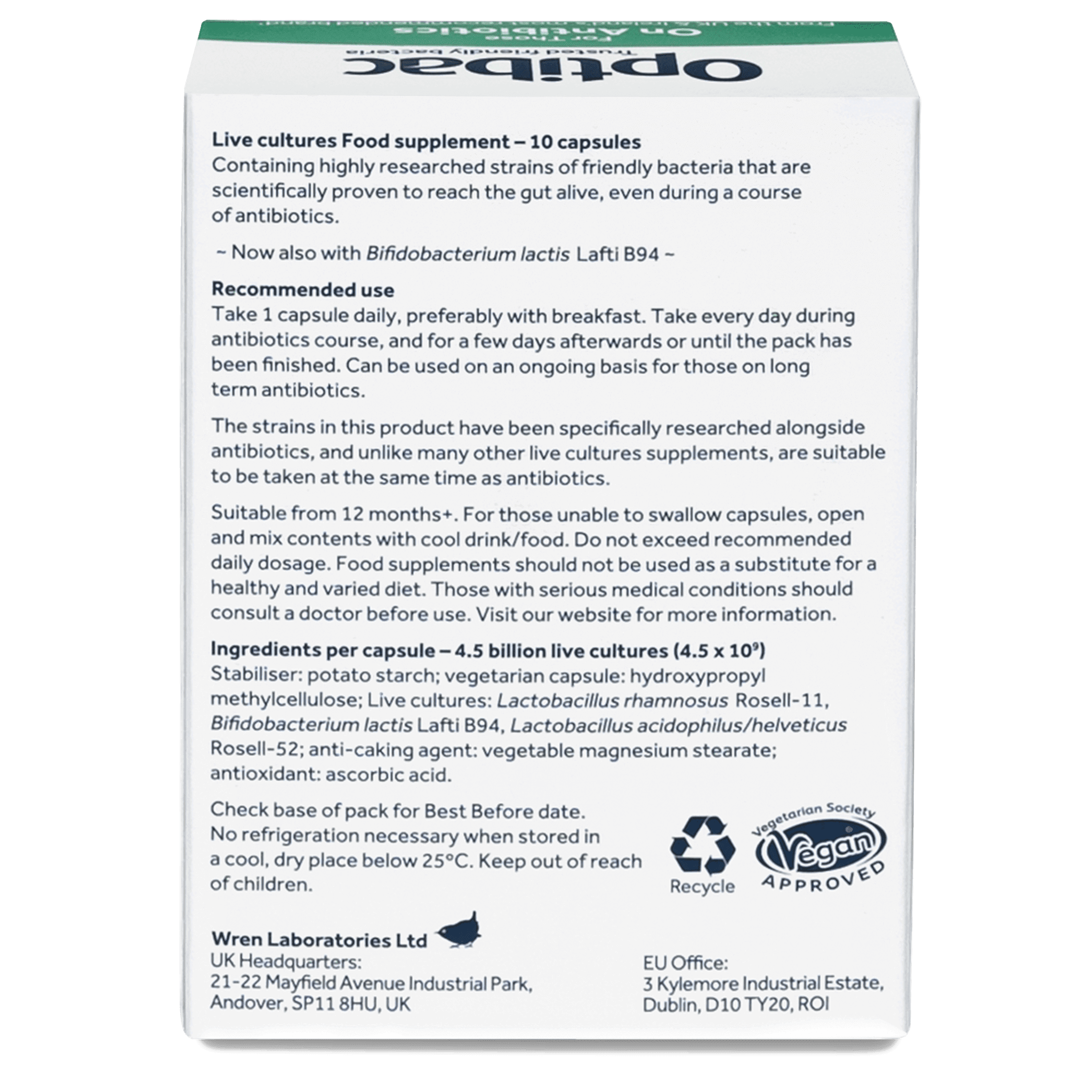 OptiBac For those on antibiotics 10 Capsules - MicroBio Health