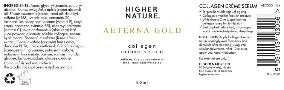 Higher Nature Aeterna Gold Collagen Crème Serum 50ml