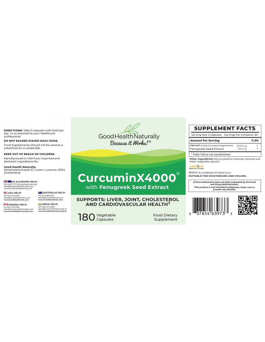 CurcuminX4000™ with Fenugreek Capsules 180 capsules - MicroBio Health