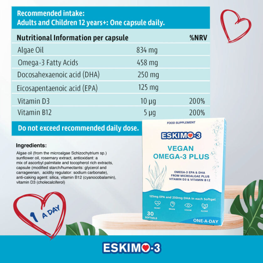 Eskimo 3 Vegan Omega 3 Plus 30 Softgels